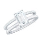 1.8 Carat Emerald Cut Moissanite Double Band Engagement Ring