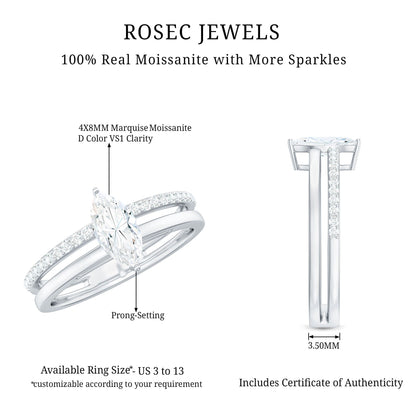 Marquise Cut Moissanite Classic Solitaire Ring