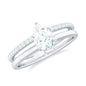 Pear Cut Solitaire Moissanite Double Band Engagement Ring