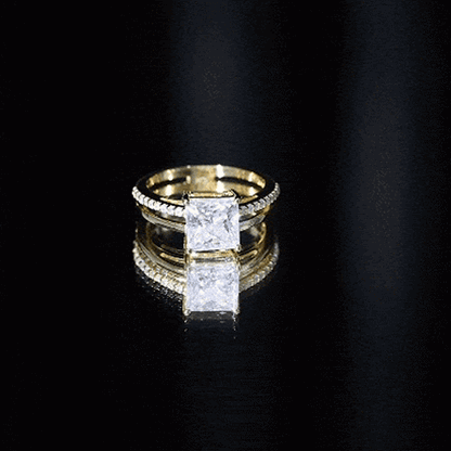 3 Carat Princess Cut Moissanite Double Band Engagement Ring