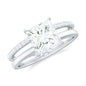 3 Carat Princess Cut Moissanite Double Band Engagement Ring