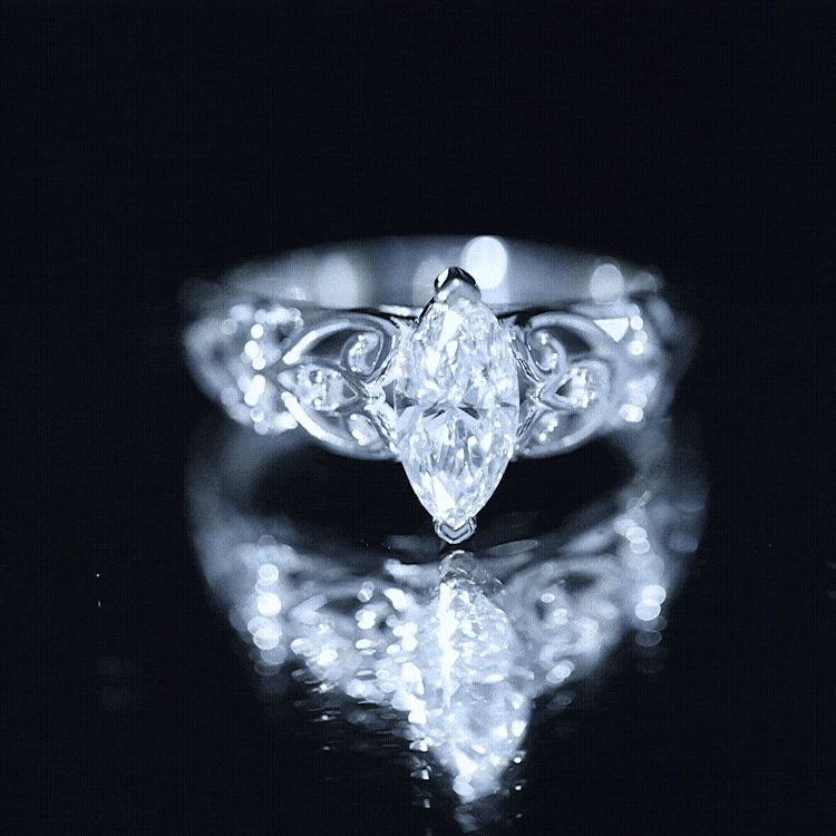 Marquise Moissanite Engagement Ring With Certificate