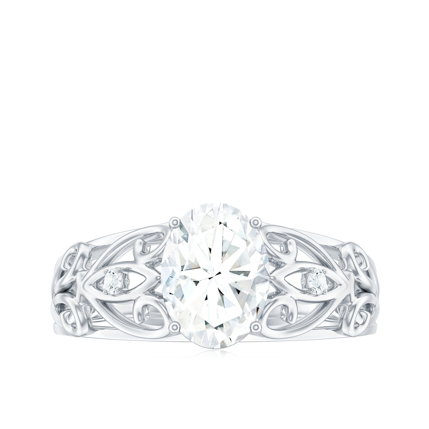 1.2 Carat Oval Cut Vintage Inspired Moissanite Filigree Engagement Ring