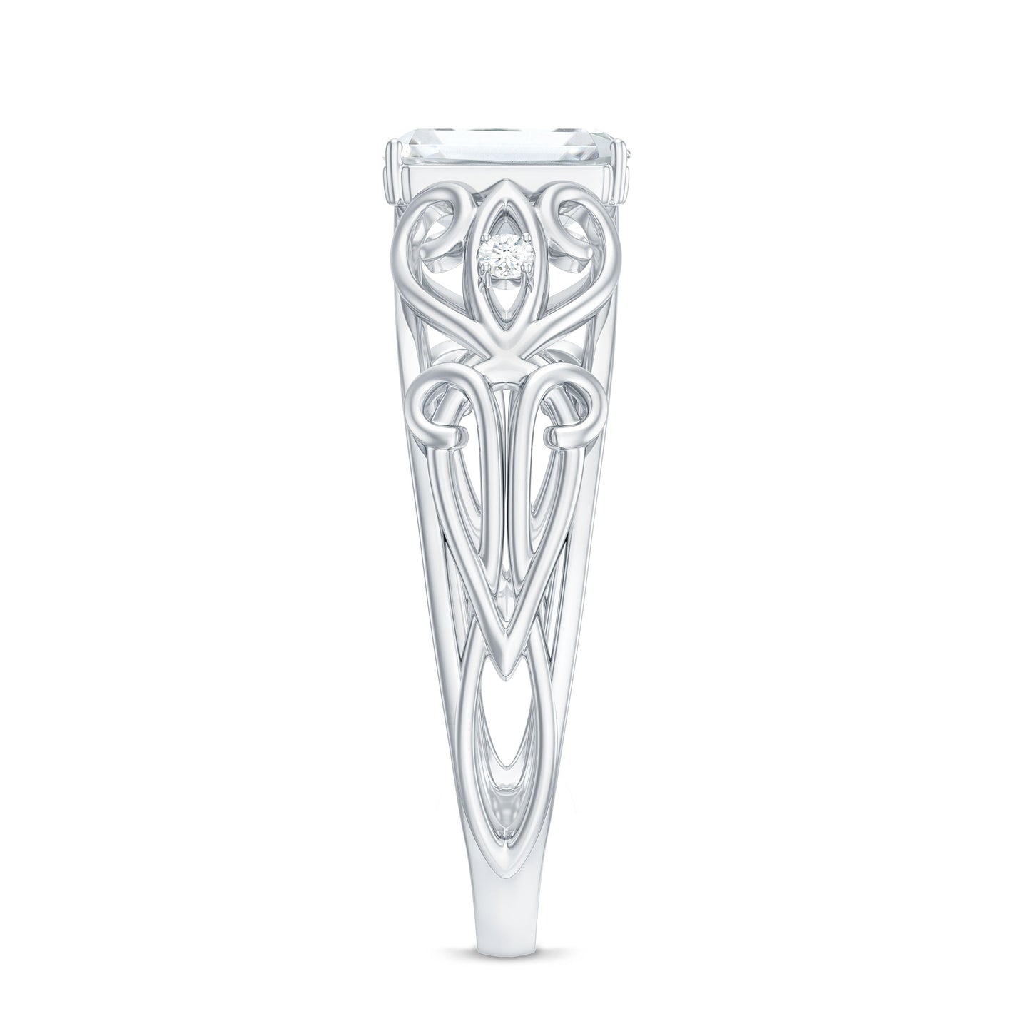 1.8 Carat Emerald Cut Moissanite Vintage Inspired Solitaire Ring