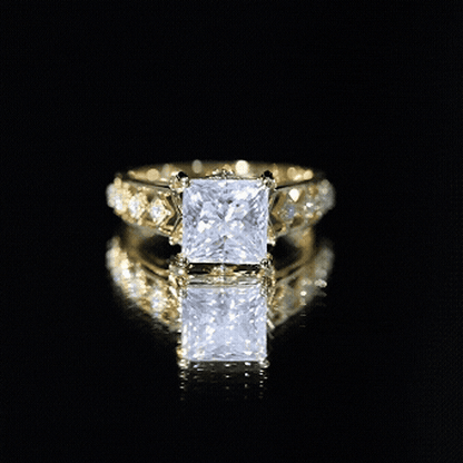 3 Carat Princess Cut Certified Moissanite Solitaire Engagement Ring