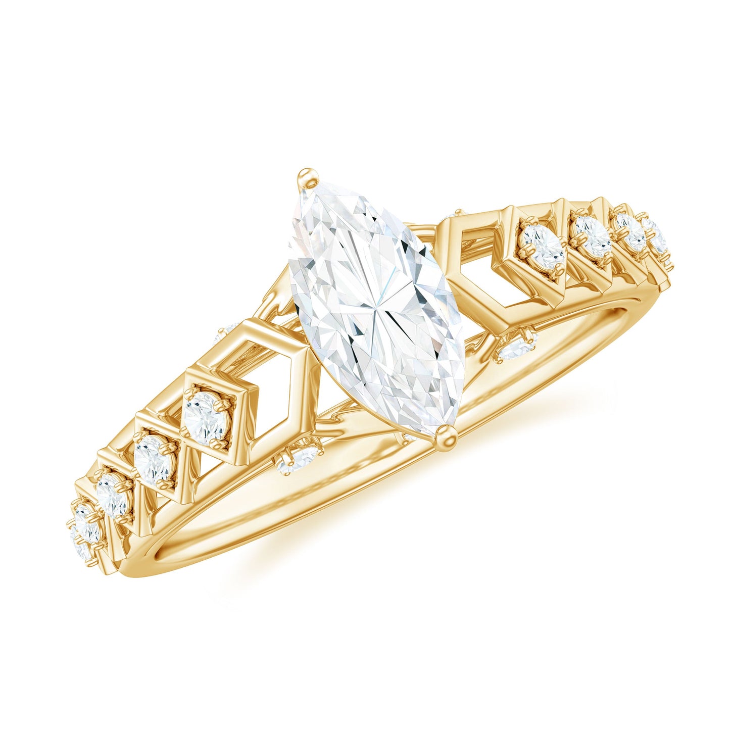 Art Deco Looking Moissanite Marquise Engagement Ring