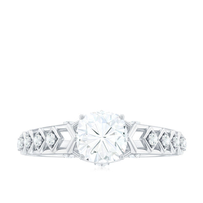 1.7 Carat Cushion Cut Certified Moissanite Solitaire Engagement Ring