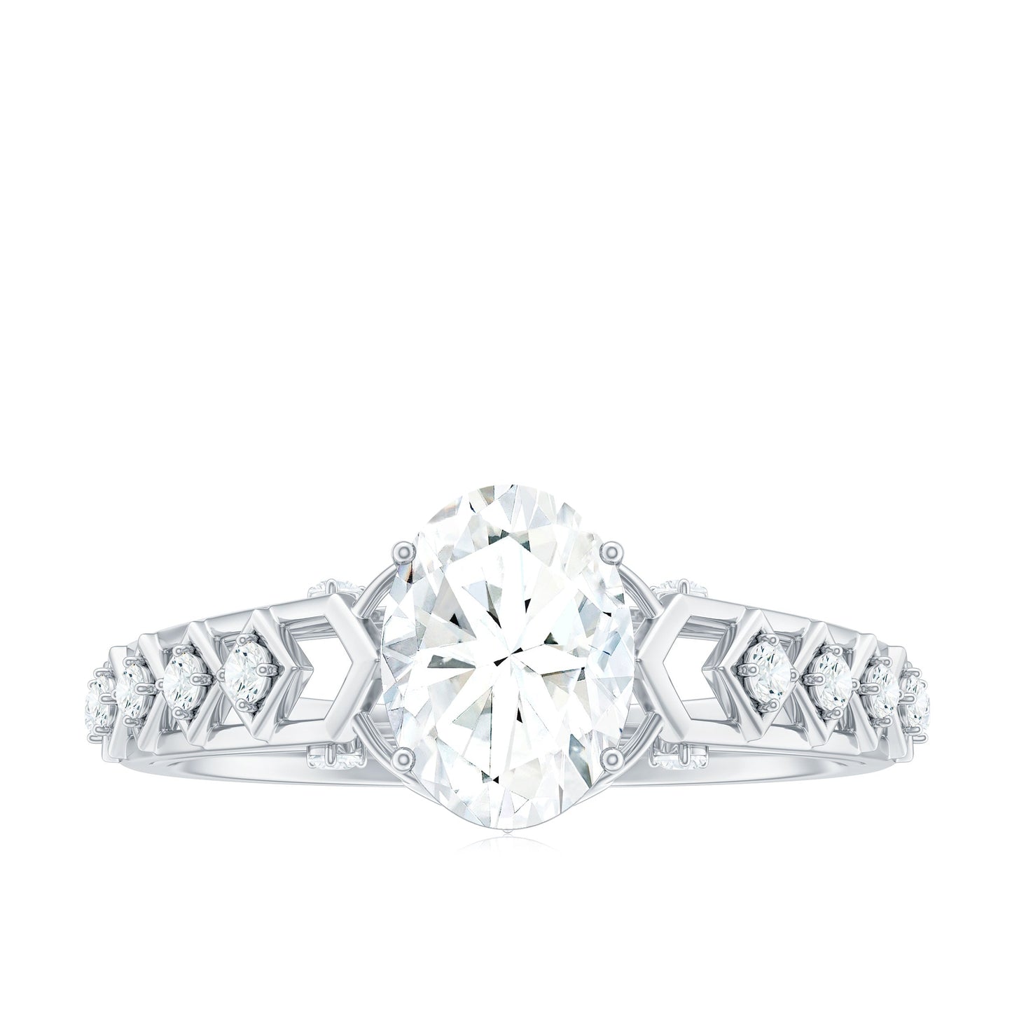 1.2 Carat Oval Cut Moissanite Solitaire Engagement Ring