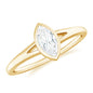 Bezel Set Moissanite Marquise Engagement Ring in Split Shank