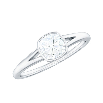 1.7 Carat Cushion Cut Moissanite Solitaire Split Shank Ring