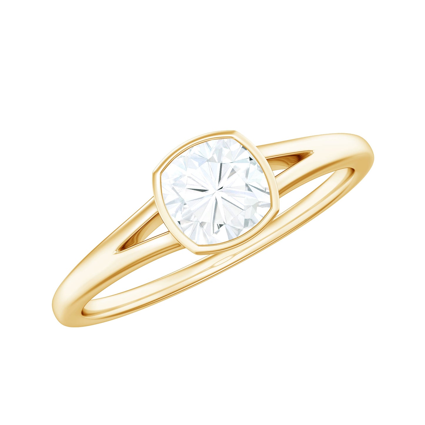 1.7 Carat Cushion Cut Moissanite Solitaire Split Shank Ring