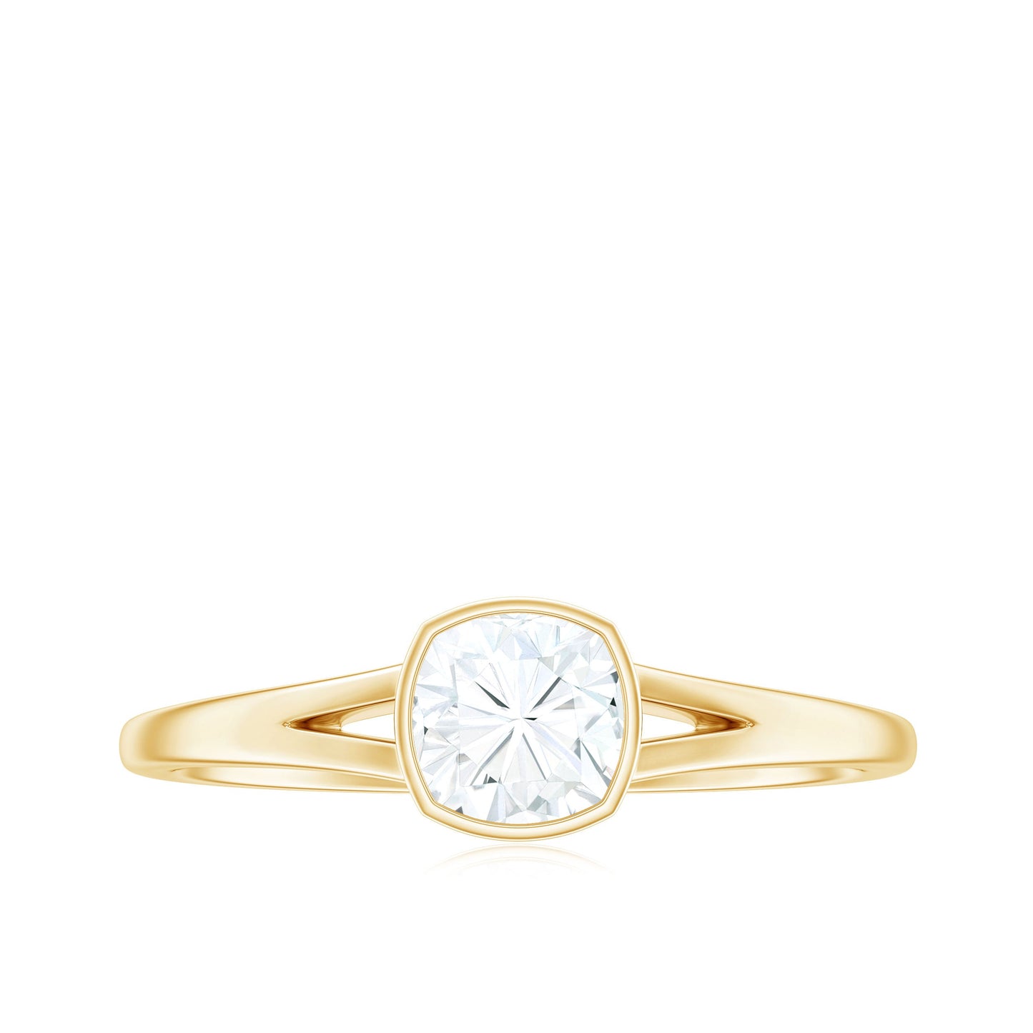 1.7 Carat Cushion Cut Moissanite Solitaire Split Shank Ring