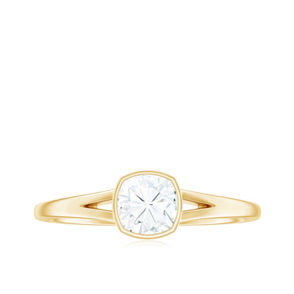 1.7 Carat Cushion Cut Moissanite Solitaire Split Shank Ring