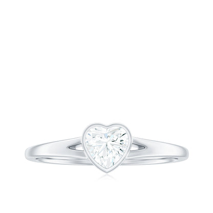 0.5 Carat Heart Shape Moissanite Solitaire Ring with Split Shank