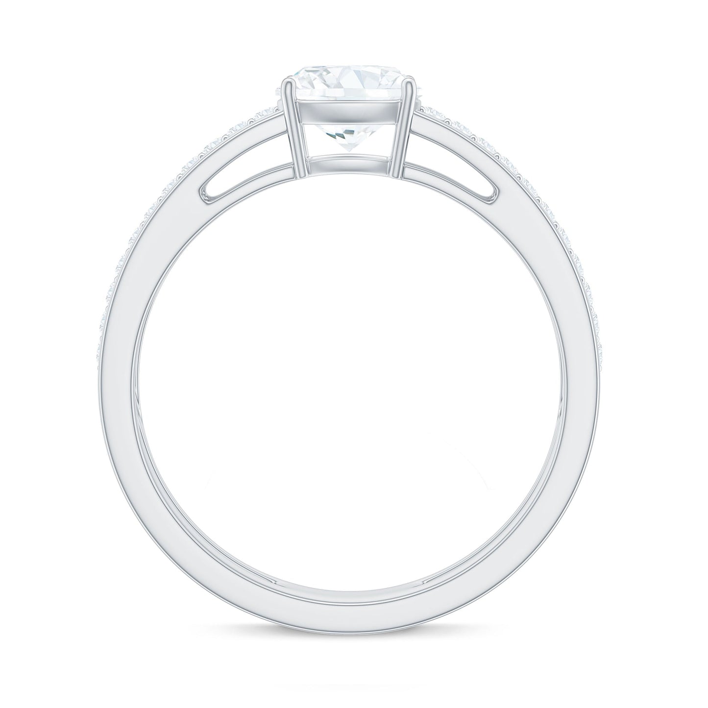 1.7 Carat Certified Moissanite Solitaire Double Band Engagement Ring