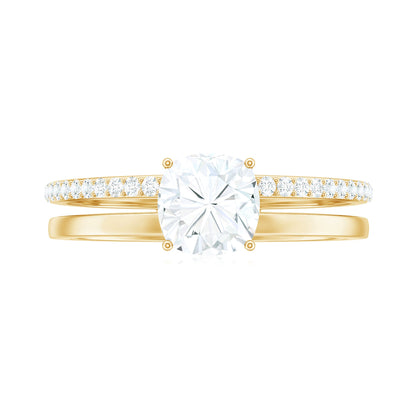 1.7 Carat Certified Moissanite Solitaire Double Band Engagement Ring