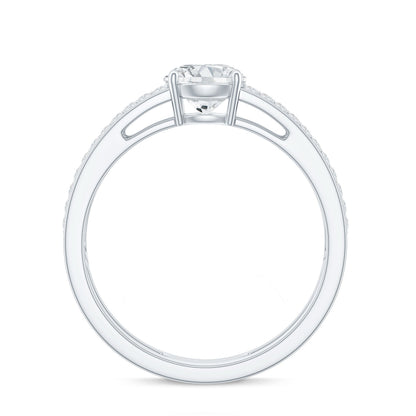 0.9 Carat Round Moissanite Double Band Engagement Ring