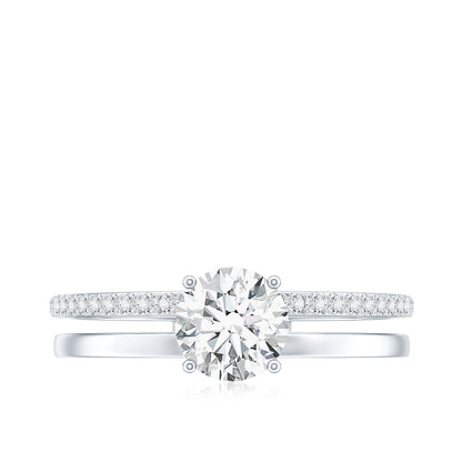 0.9 Carat Round Moissanite Double Band Engagement Ring