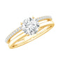 0.9 Carat Round Moissanite Double Band Engagement Ring