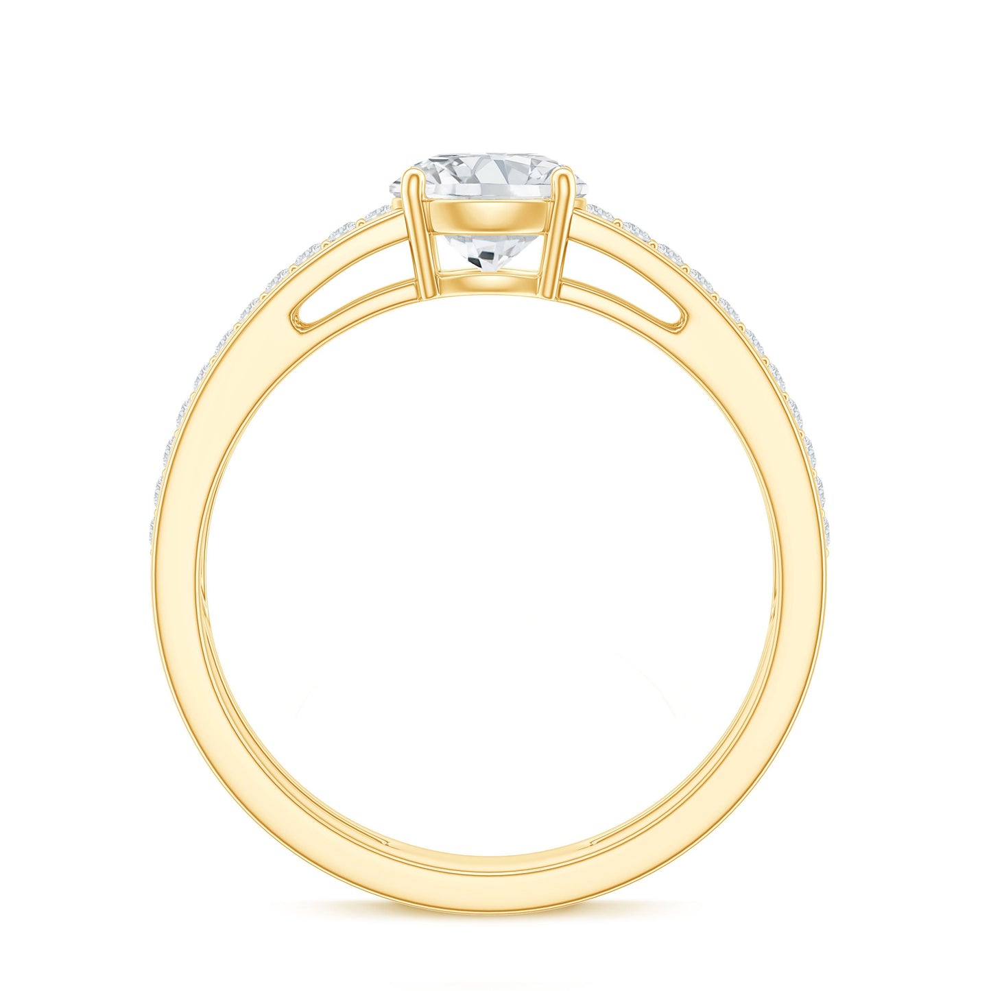 0.9 Carat Round Moissanite Double Band Engagement Ring