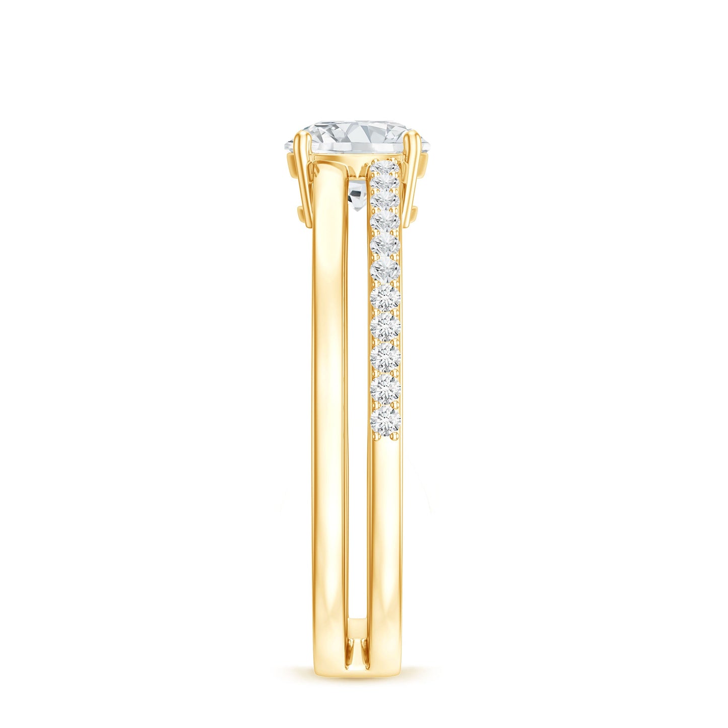 0.9 Carat Round Moissanite Double Band Engagement Ring