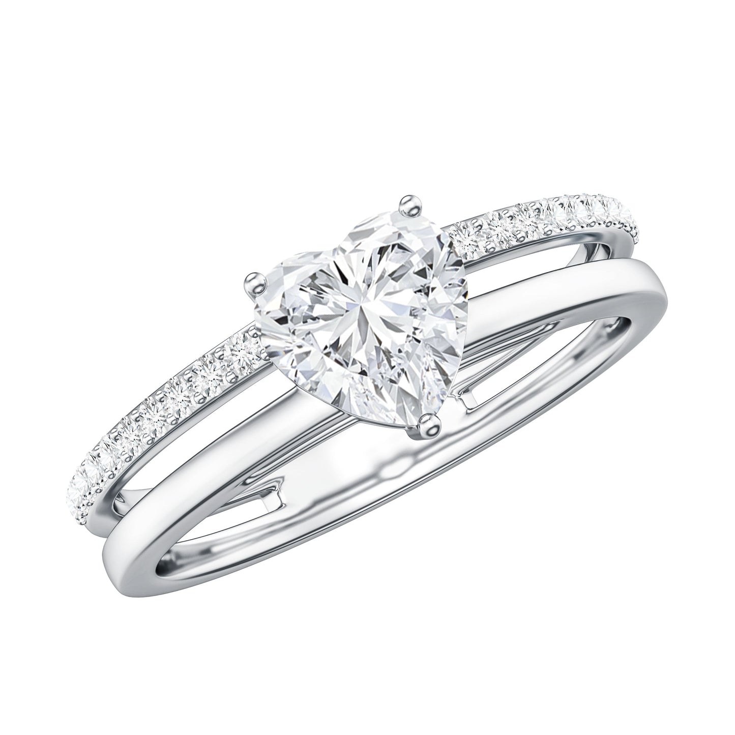 1.5 Carat Heart Shape Moissanite Double Band Engagement Ring