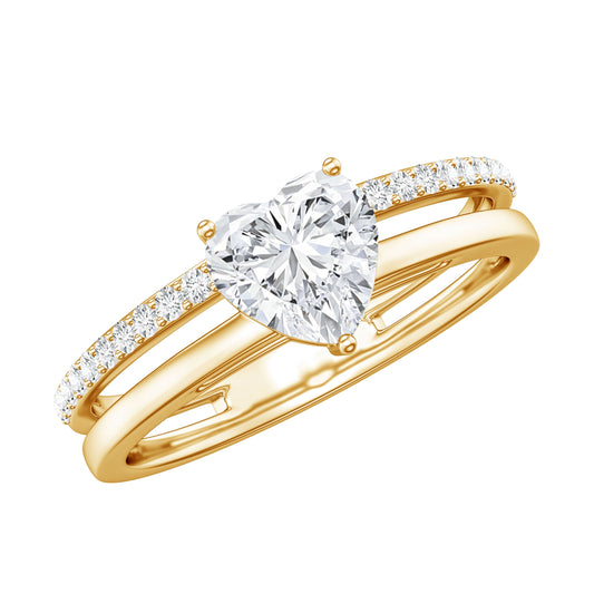 1.5 Carat Heart Shape Moissanite Double Band Engagement Ring