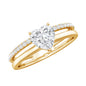 1.5 Carat Heart Shape Moissanite Double Band Engagement Ring
