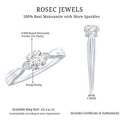 Round Moissanite Solitaire Engagement Ring for Her