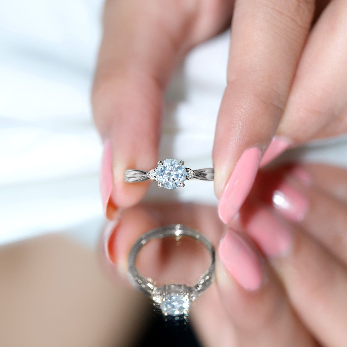 Round Moissanite Solitaire Engagement Ring for Her