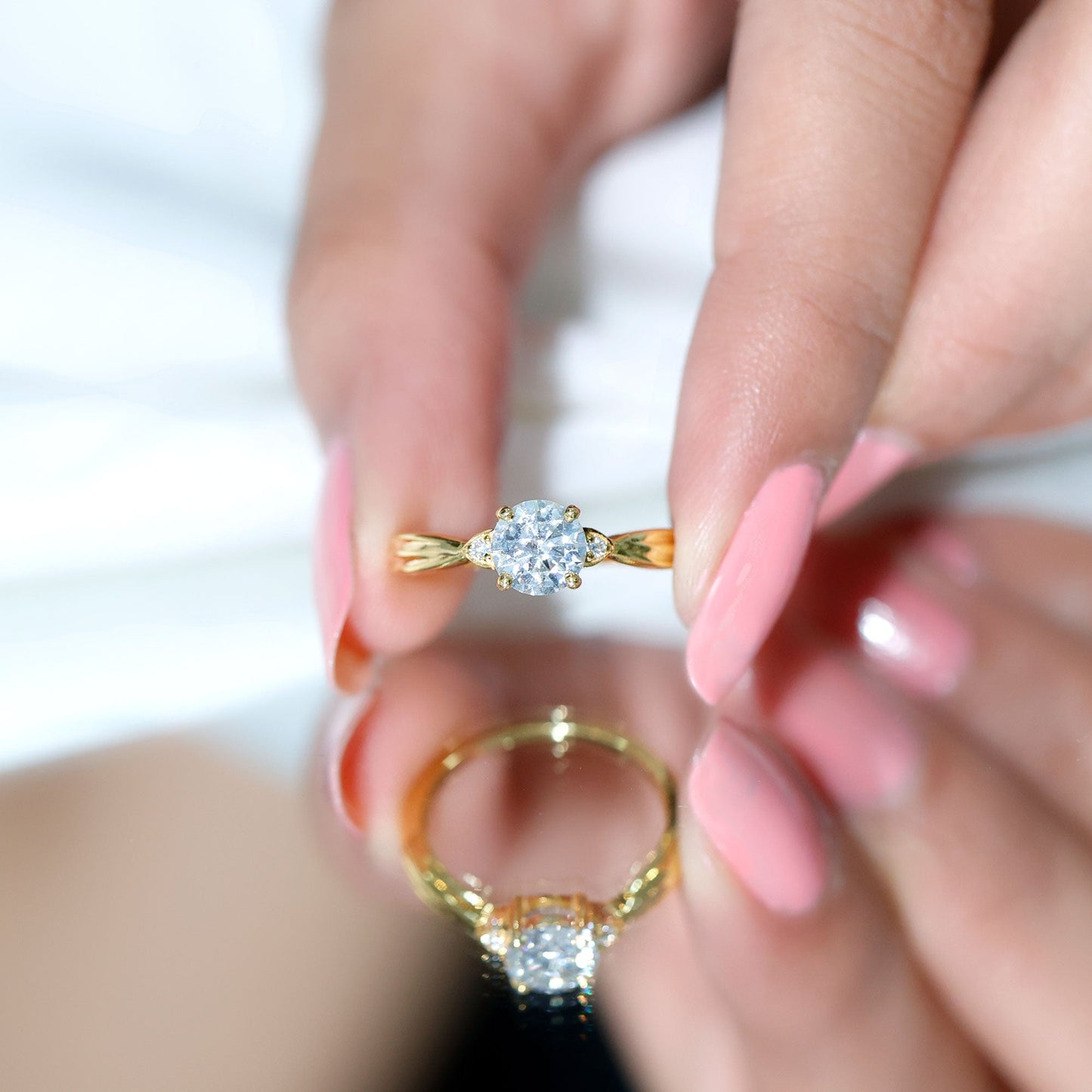 Round Moissanite Solitaire Engagement Ring for Her