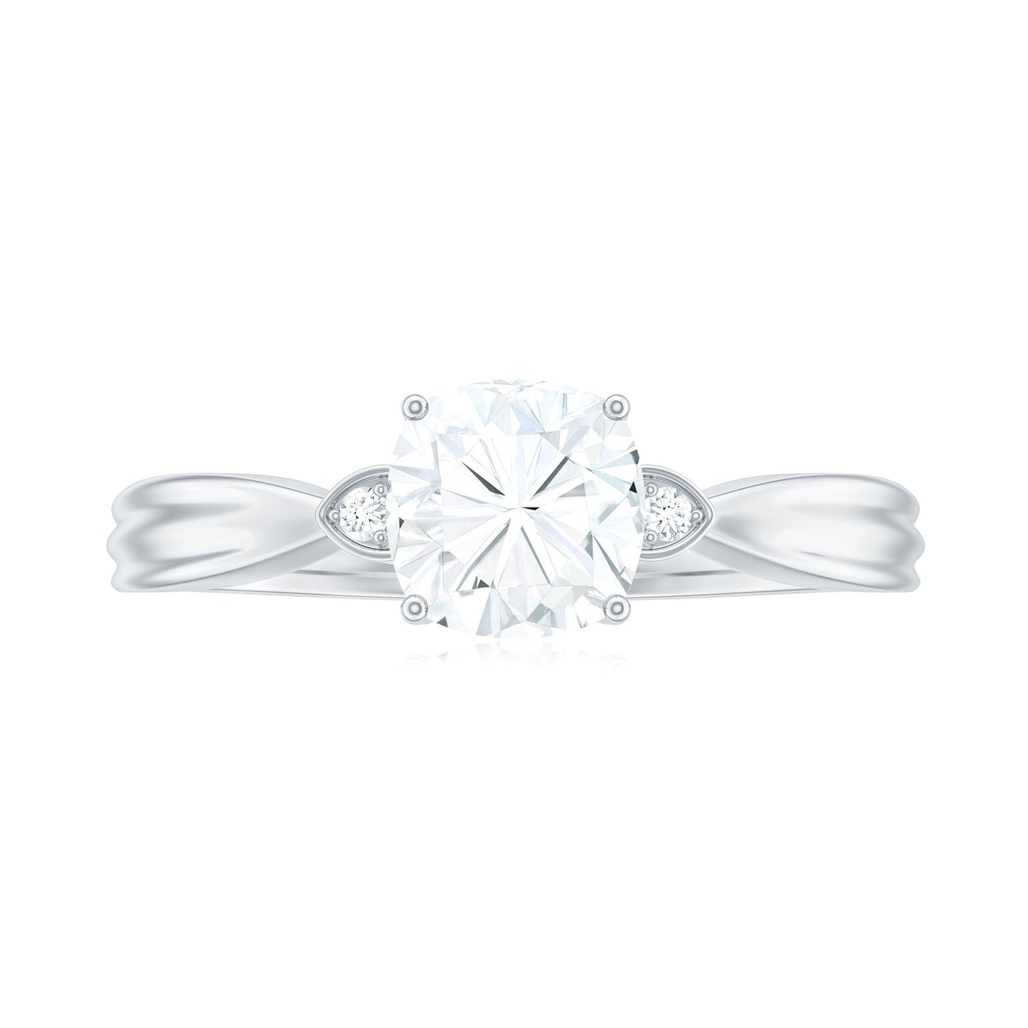 Brilliant Cut 1.7 Carat Moissanite Cushion Engagement Ring