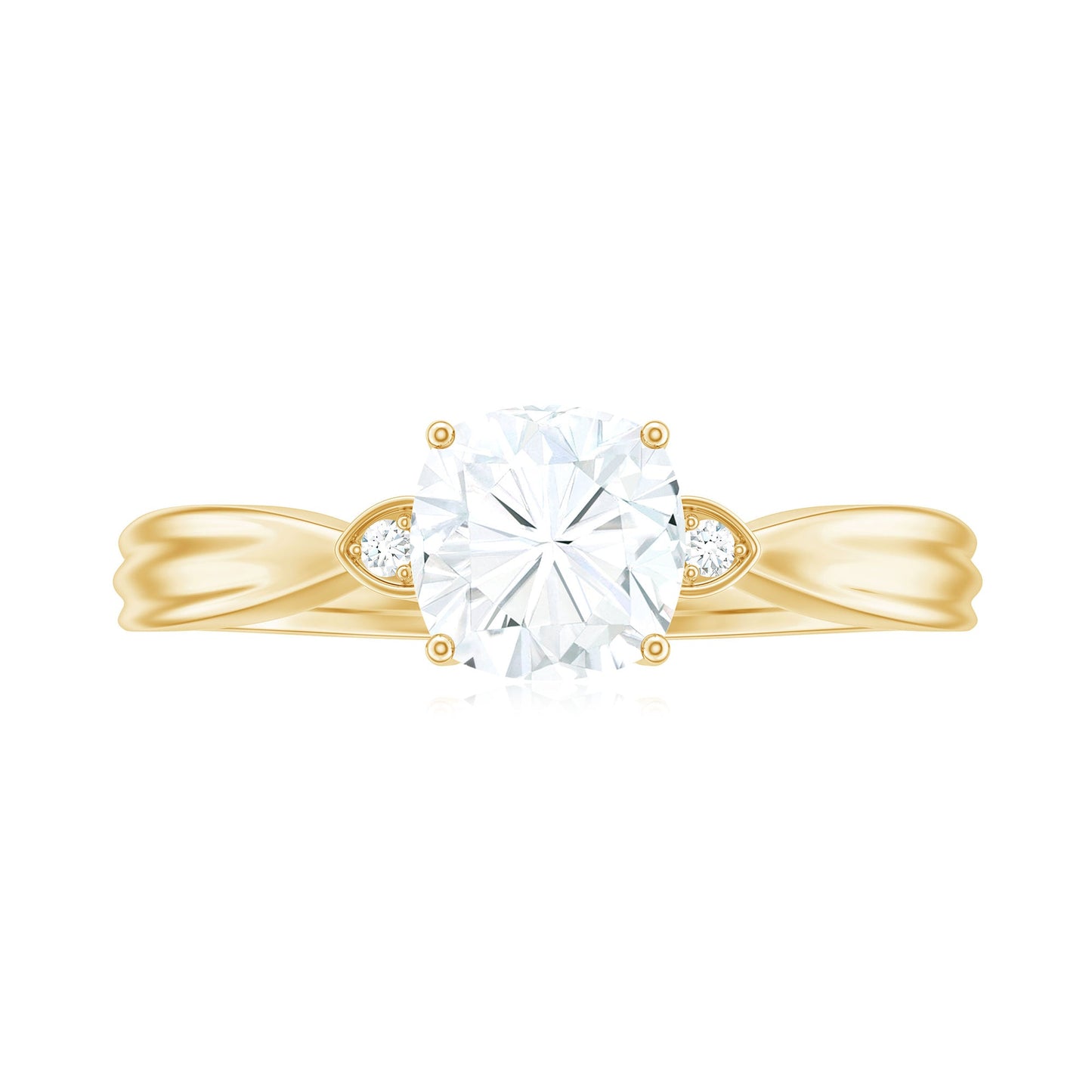Brilliant Cut 1.7 Carat Moissanite Cushion Engagement Ring