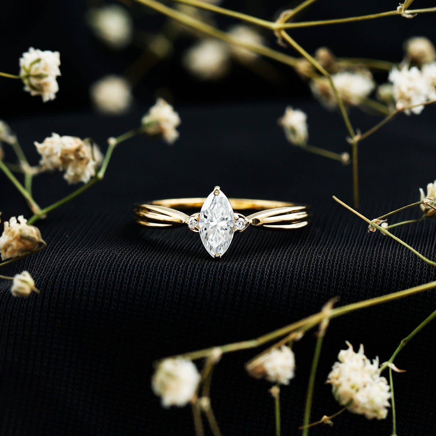 Marquise Cut Moissanite Solitaire Ring