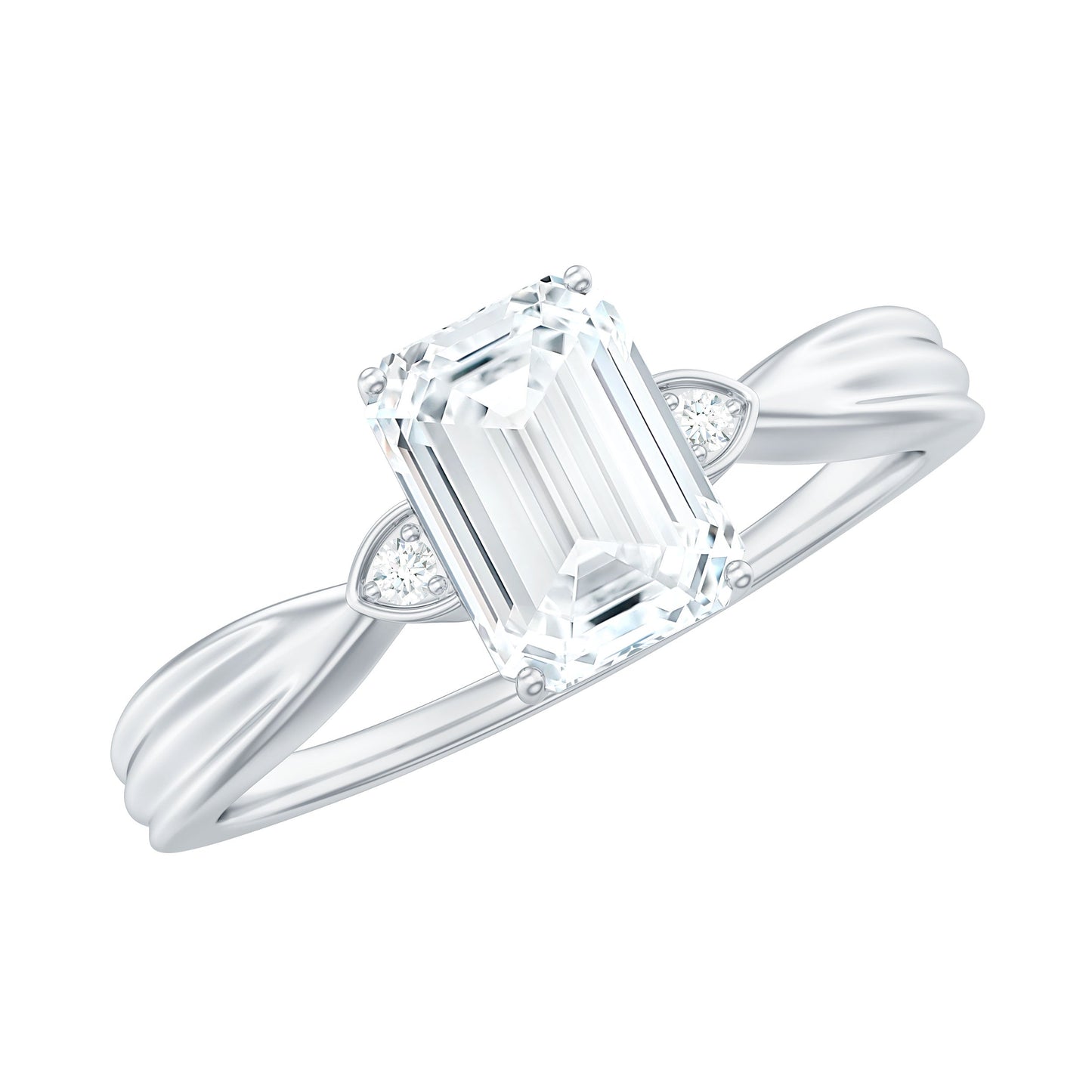 1.8 Carat Emerald Cut Certified Moissanite Engagement Ring for Women