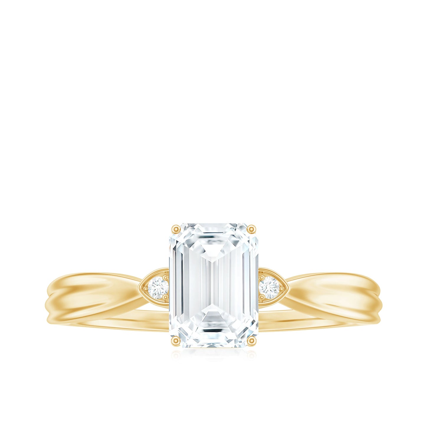 1.8 Carat Emerald Cut Certified Moissanite Engagement Ring for Women