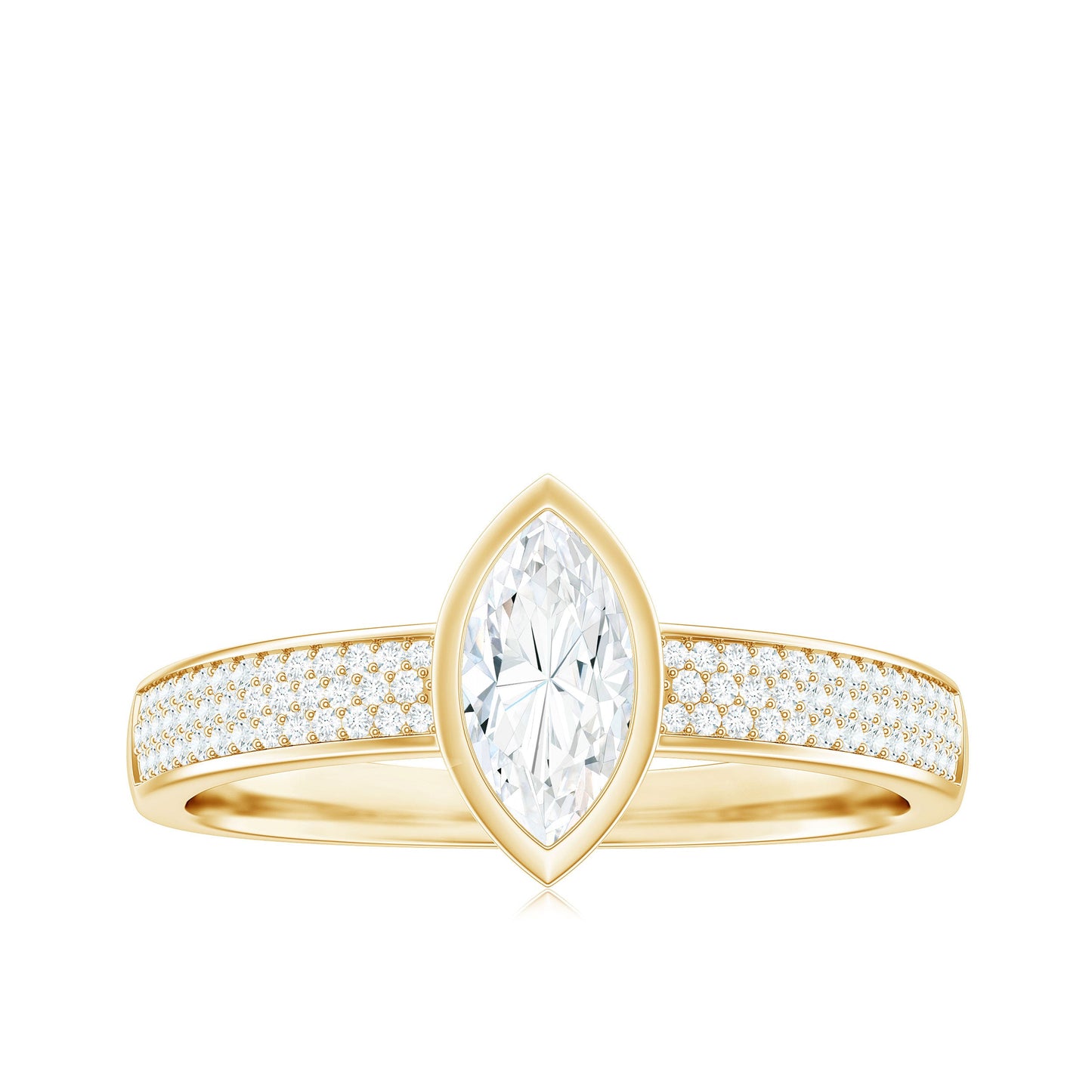 0.7 Carat Marquise Cut Moissanite Engagement Ring in Bezel Setting
