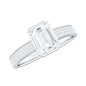 1.8 Carat Emerald Cut Moissanite Bezel Set Engagement Ring with Side Stones