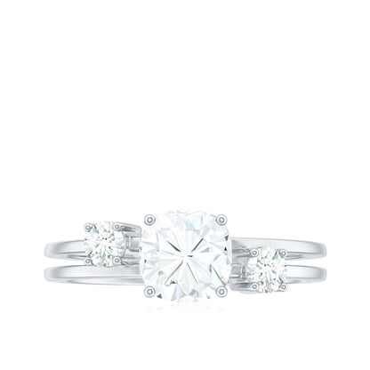 Certified Moissanite Solitaire Double Band Engagement Ring