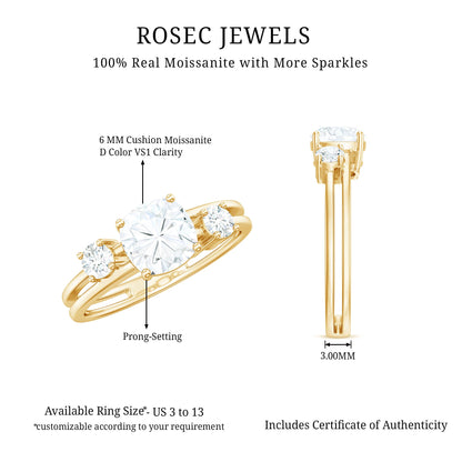 Certified Moissanite Solitaire Double Band Engagement Ring