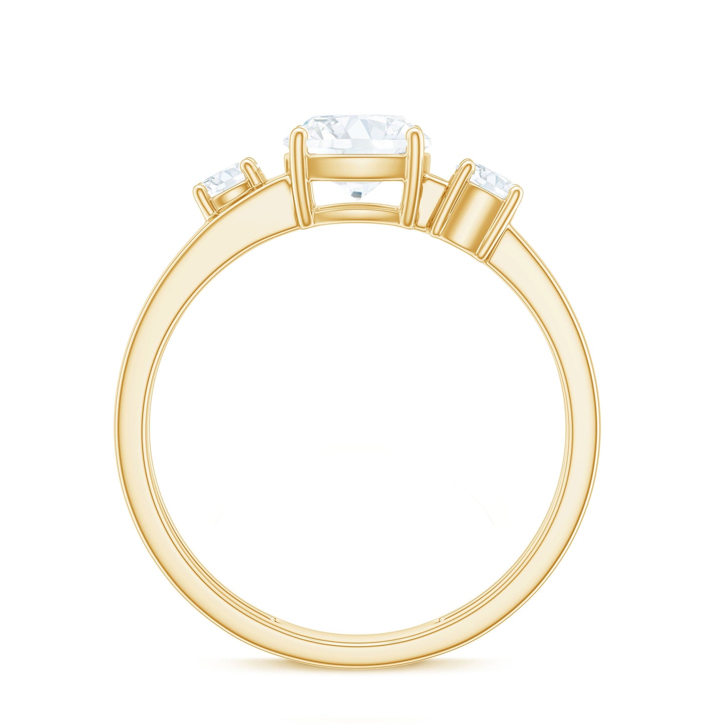 Certified Moissanite Solitaire Double Band Engagement Ring