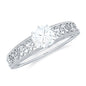 Cushion Cut Solitaire Moissanite Engagement Ring with Filigree Detail