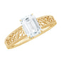 Certified Emerald Cut Moissanite Filigree Engagement Ring for Women