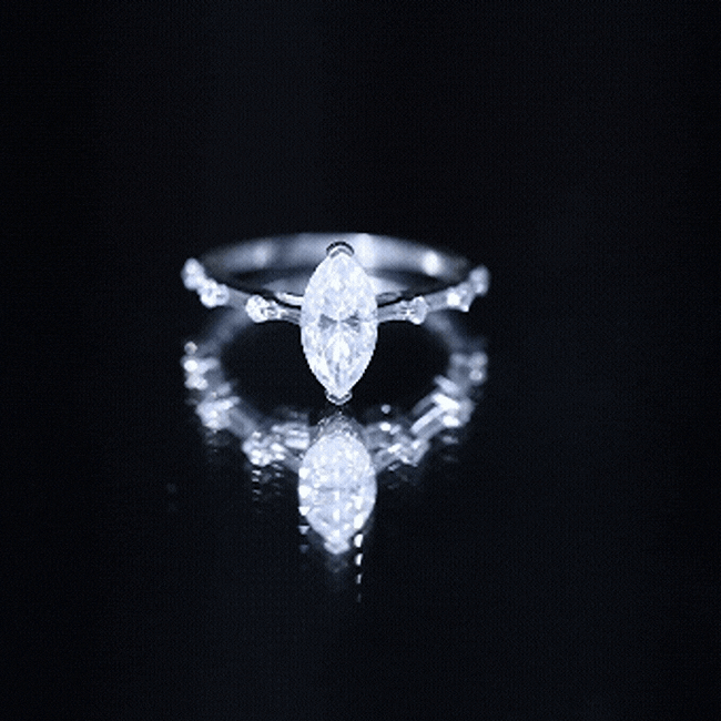Large Marquise Cut Moissanite Solitaire Engagement Ring