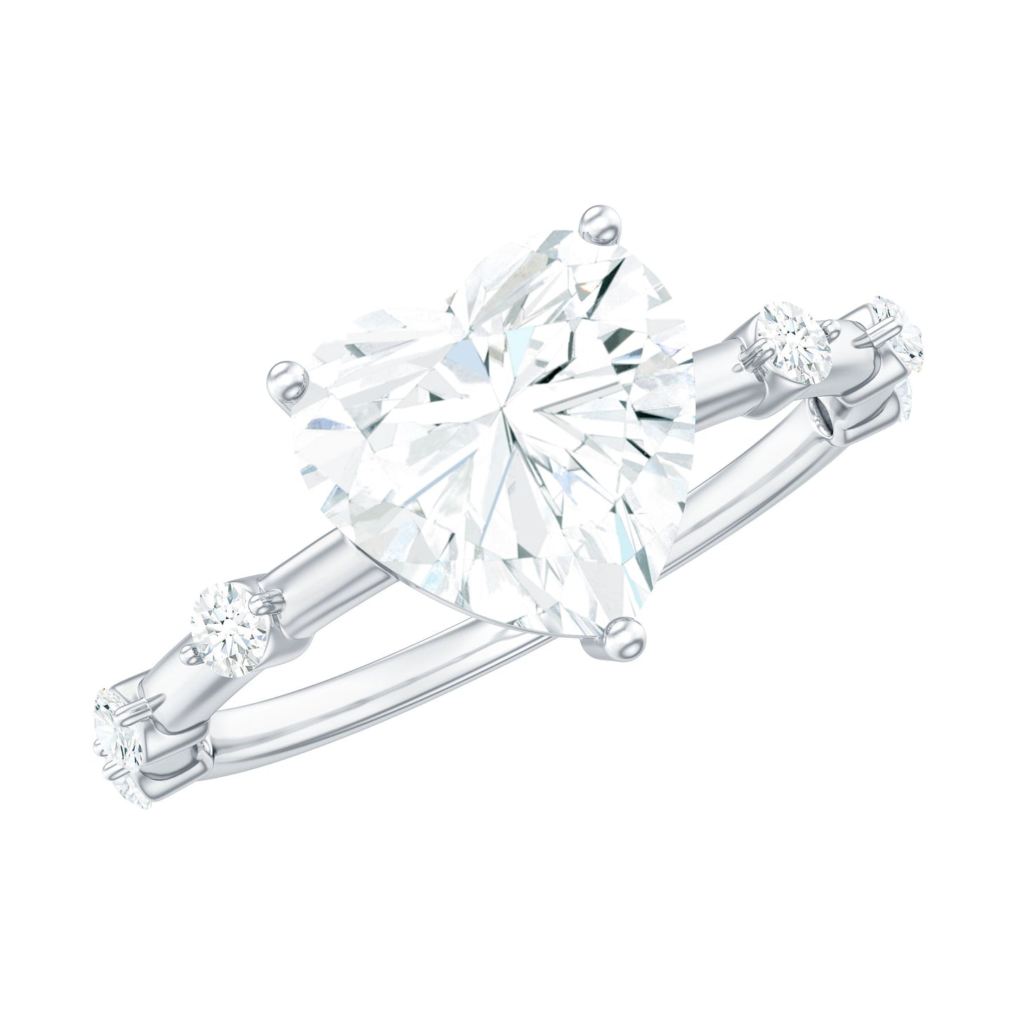2 Carat Heart Shaped Moissanite Engagement Ring for Women