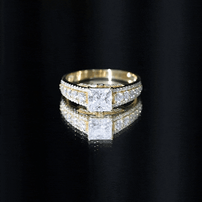 Princess Cut Moissanite Engagement Ring with Side Stones