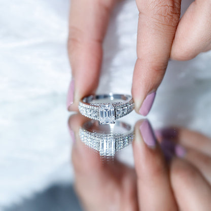 Certified Emerald Cut Moissanite Solitaire Engagement Ring for Women