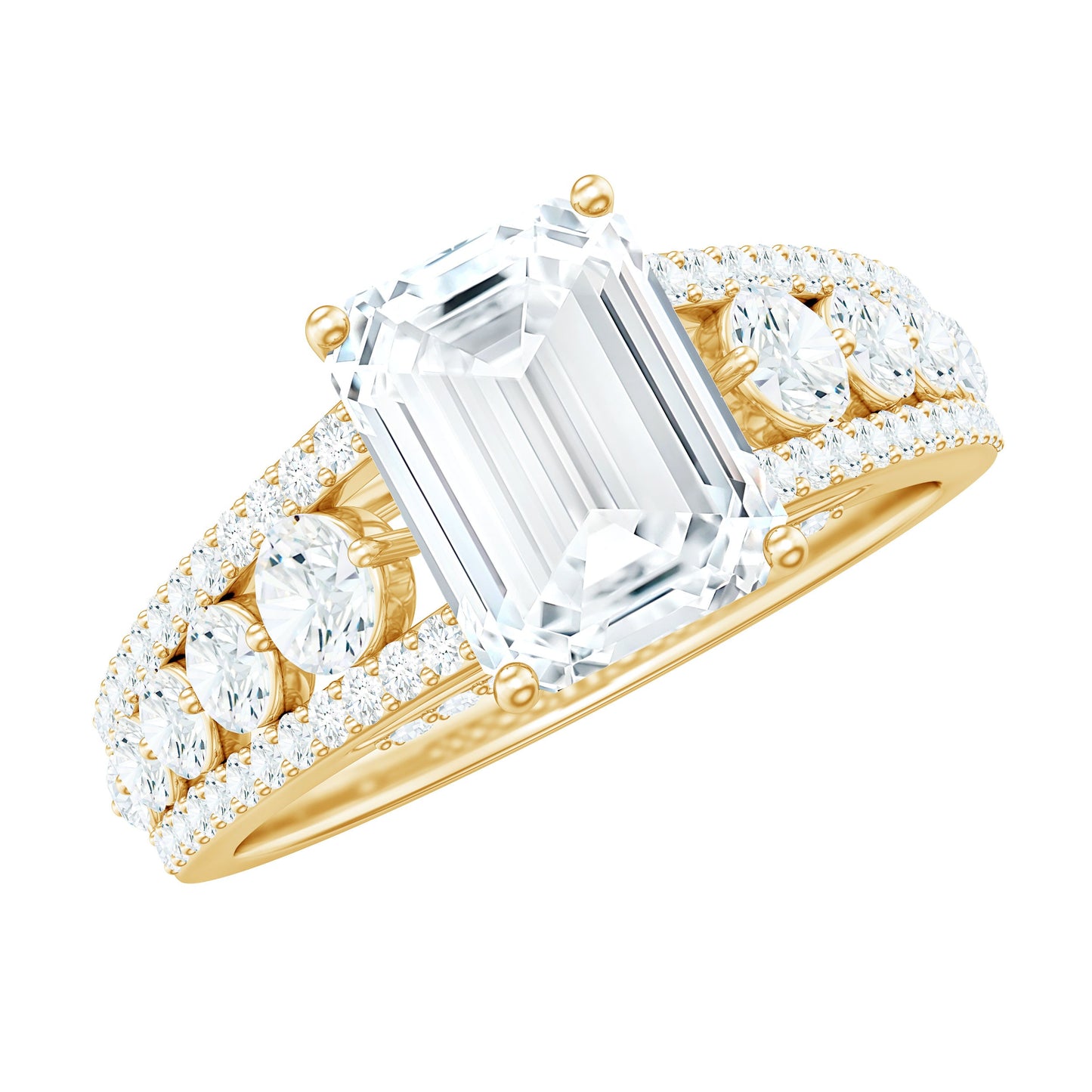 Certified Emerald Cut Moissanite Solitaire Engagement Ring for Women