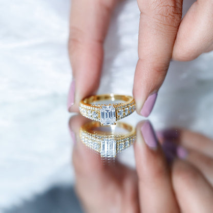 Certified Emerald Cut Moissanite Solitaire Engagement Ring for Women