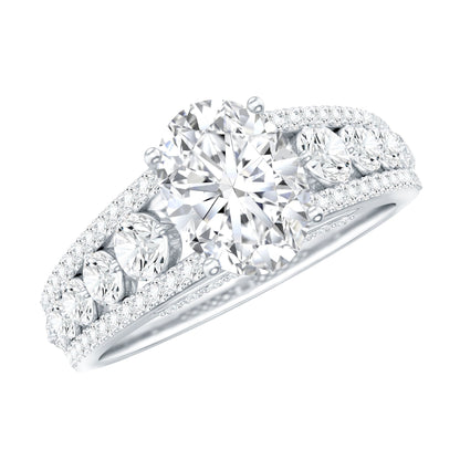 Certified Moissanite Oval Engagement Ring with Side Stones